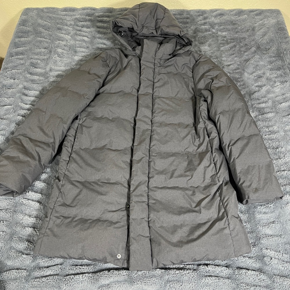 Uniqlo Women Gray Seamless Down Parka Hooded Puffer Coat Jacket M 409332